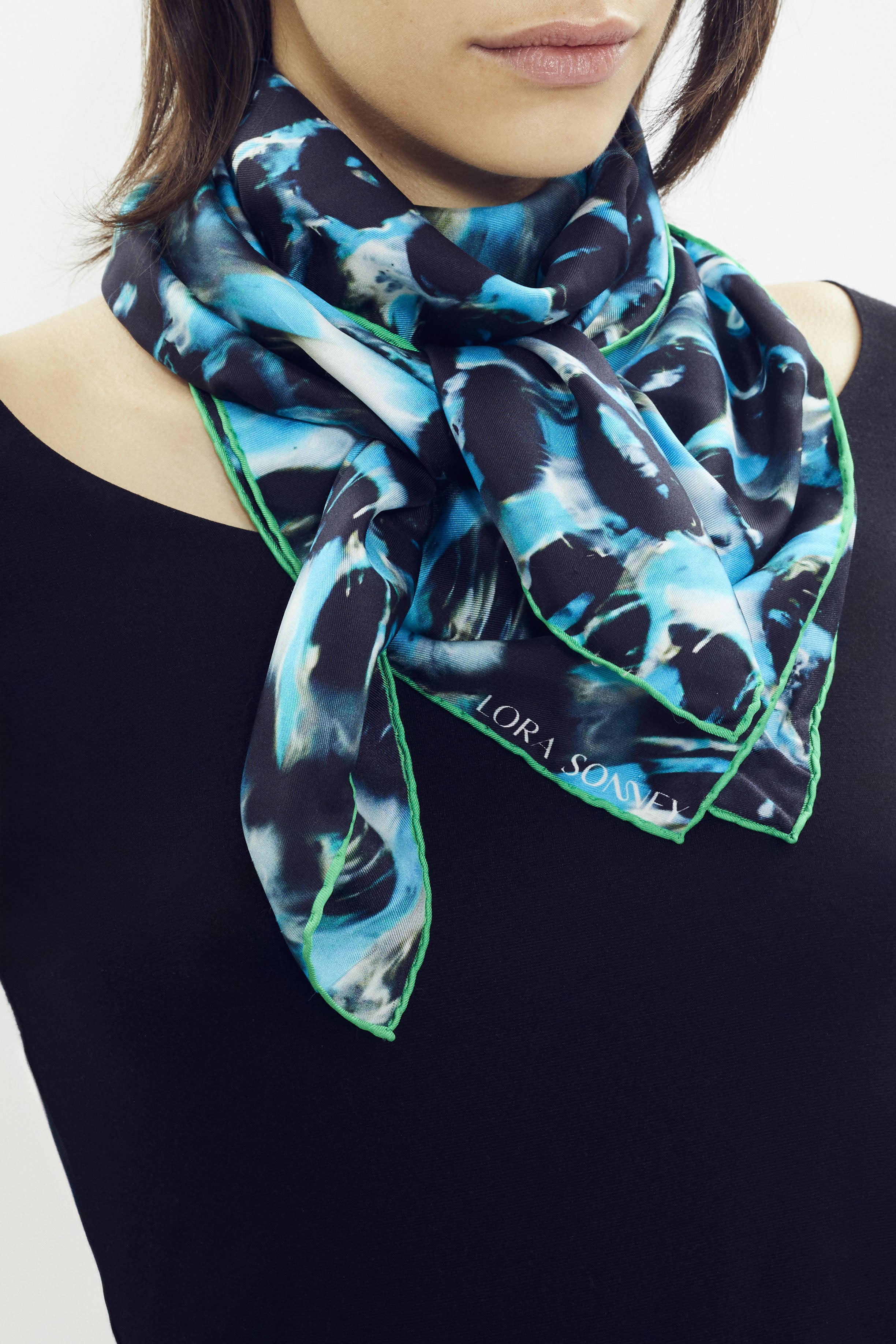 Large silk scarf with SONNEY’s signature print