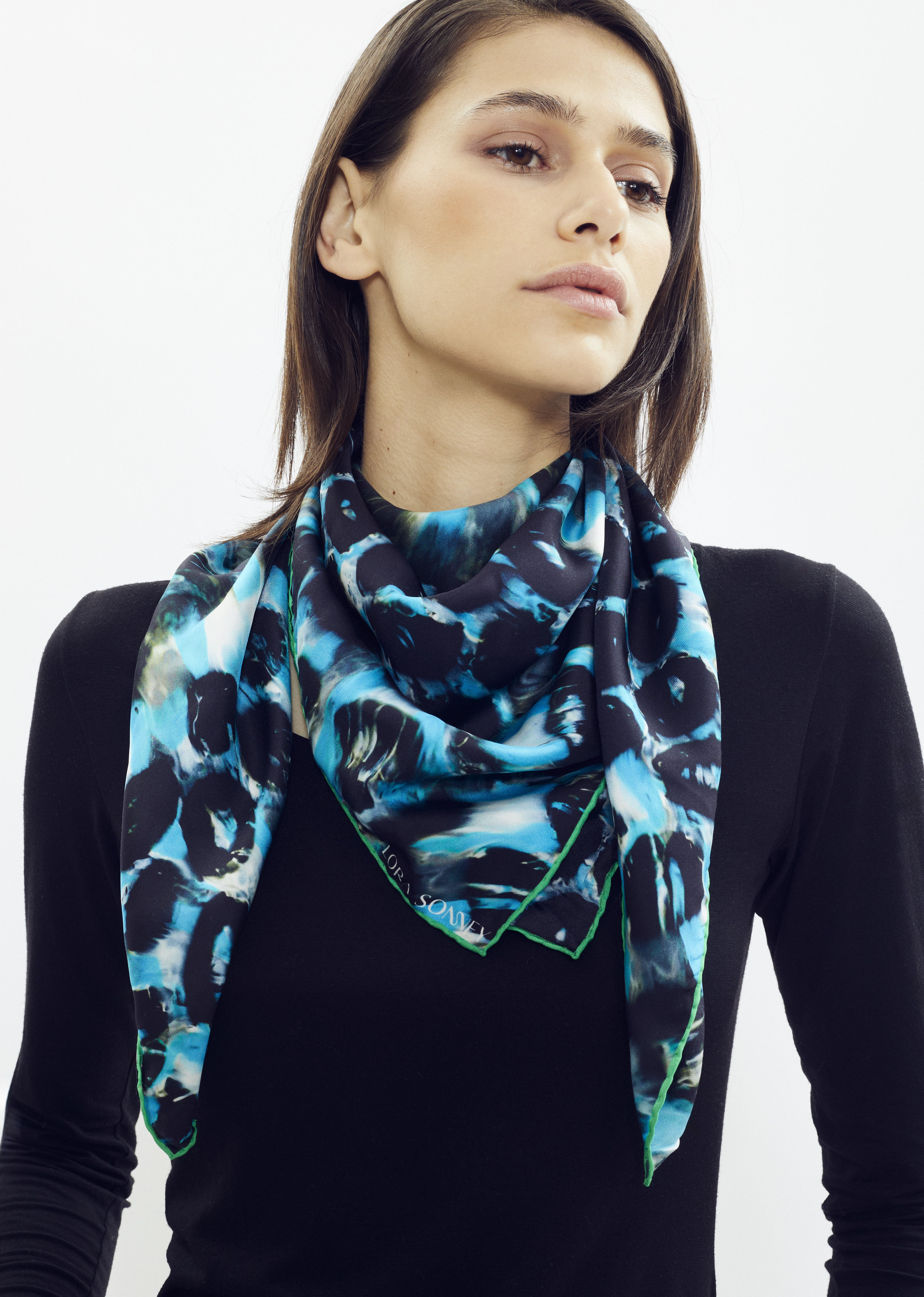 Large silk scarf with SONNEY’s signature print
